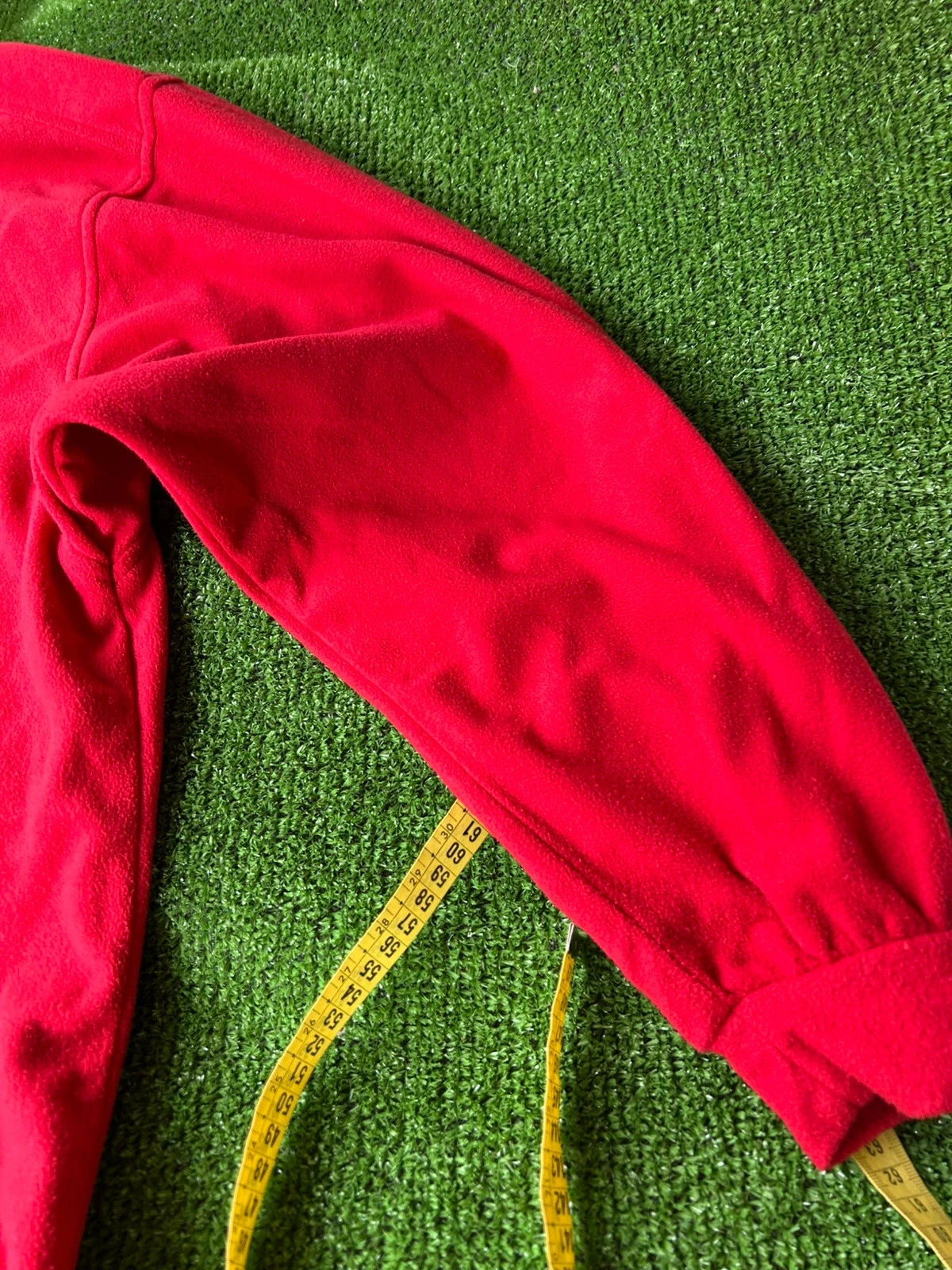 Red fleece pullover with quarter zip and half zip, Polartec, size L – photo 4